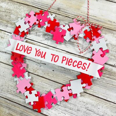 Image for event: Adult Crafting: Puzzle Heart Wreath